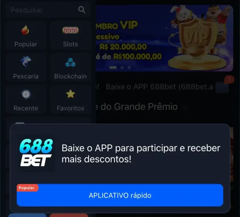 Aplicativo móvel do 688BET cassino em smartphone